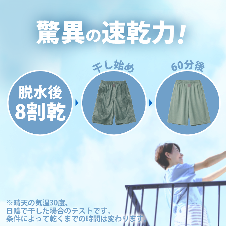 驚異の速乾力