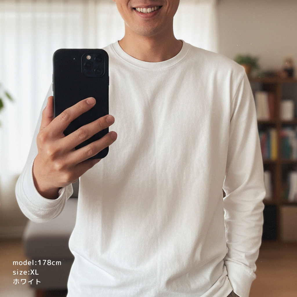 長袖tシャツ メンズ 綿100% ロンt 厚手 ロングtシャツ白tシャツ 大きい