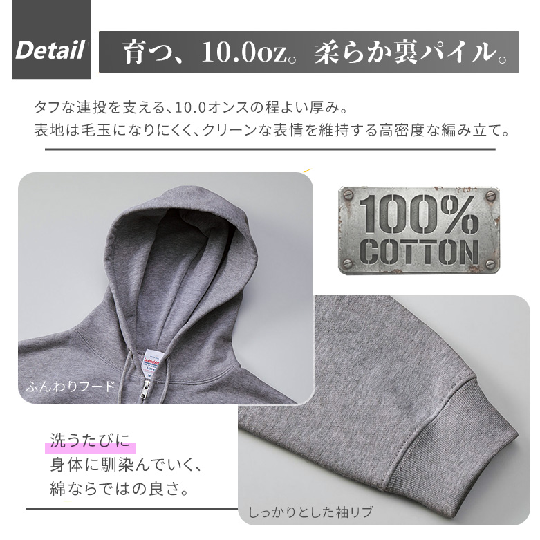 パーカー メンズ ジップアップパーカー 裏毛パイル地 大きめサイズ