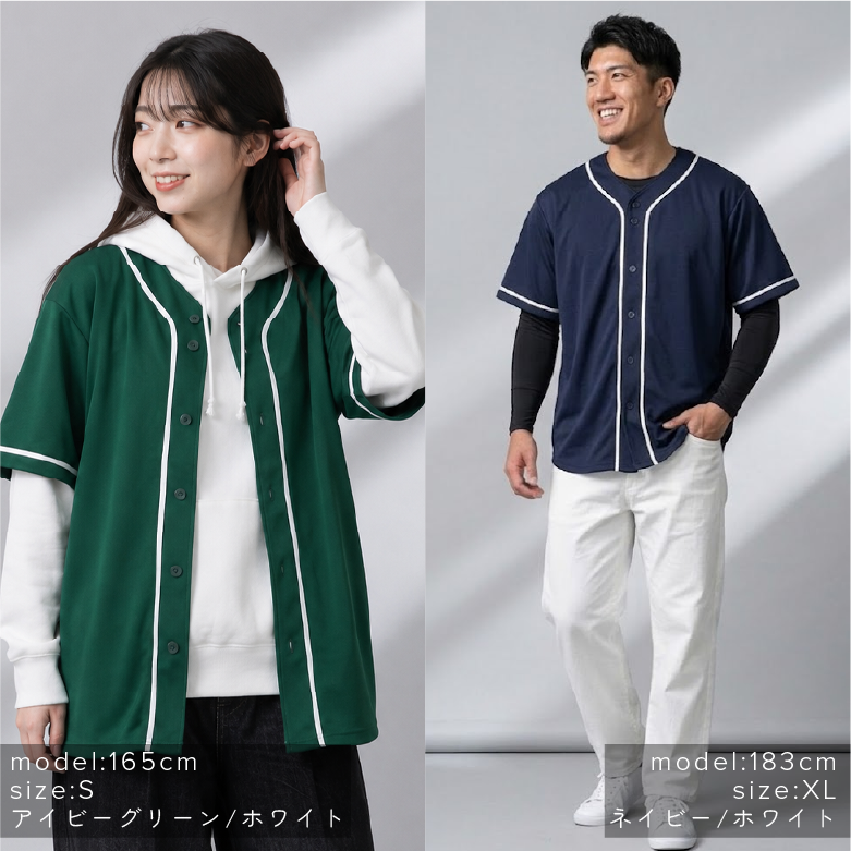 ベースボールシャツ メンズ レディース 半袖 レイヤード ドライ