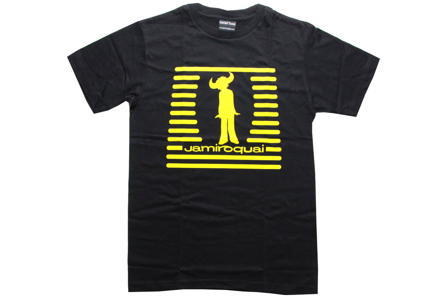 ロックTシャツ バンド パンク Jamiroquai ジャミロクワイ 黄縞ロゴ S