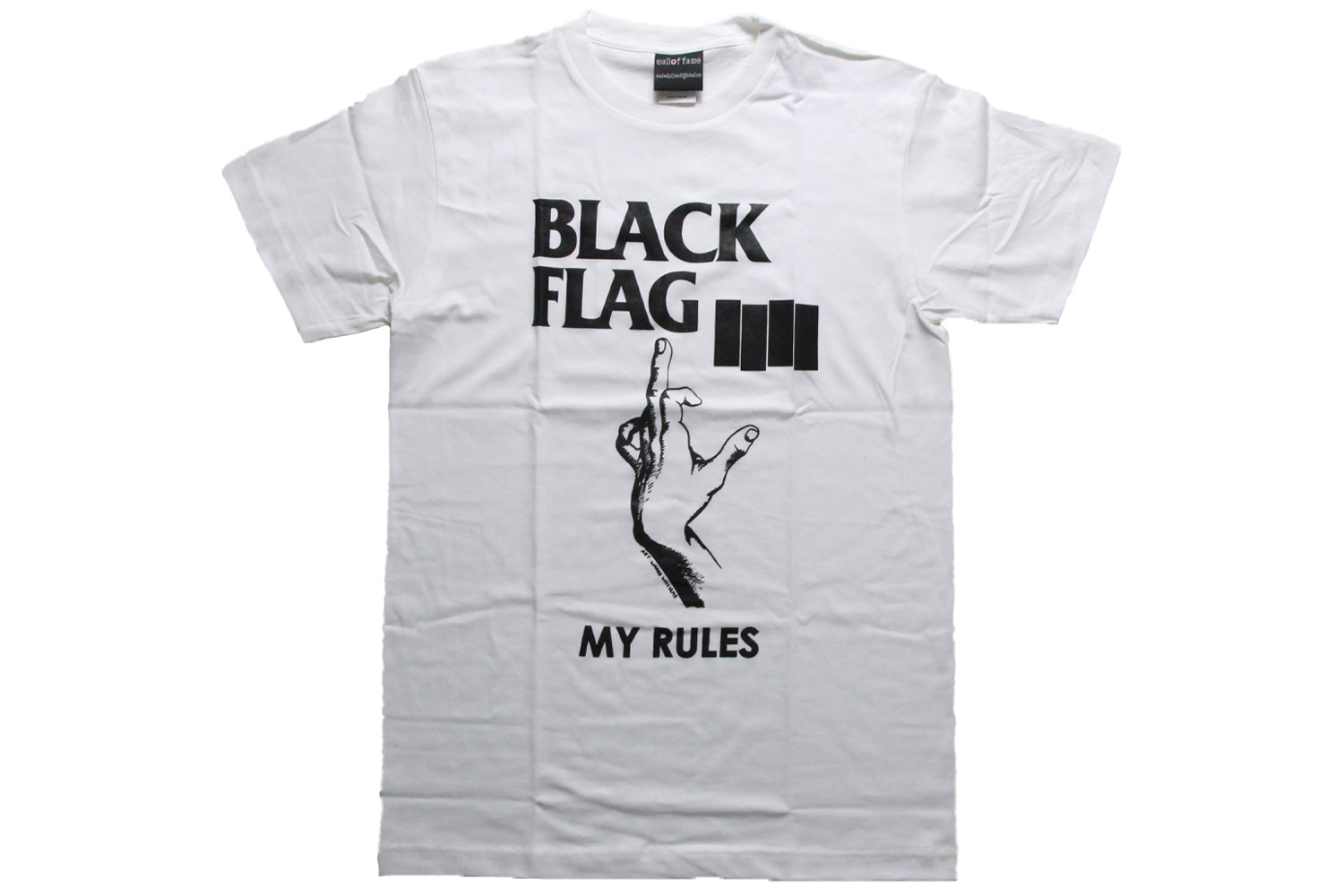 ロックTシャツ バンド パンク BLACK FLAG 手イラスト 白 黒 2 Mサイズ