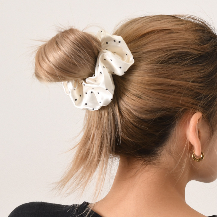 グランドセイコー セール STYLE（ファッション） REAL シュシュ 水玉 ドット柄 大きめ ヘアアクセサリー