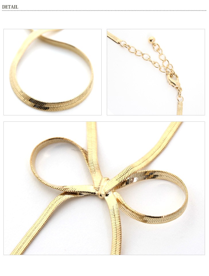 REAL STYLE ネックレス レディース リボン ロング スネークチェーン 