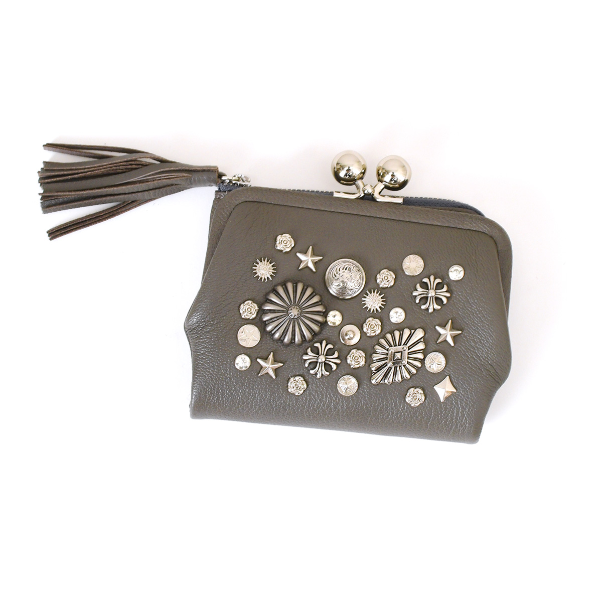 perche（ペルケ） 二つ折り財布 レディース ブランド がま口 本革 山羊