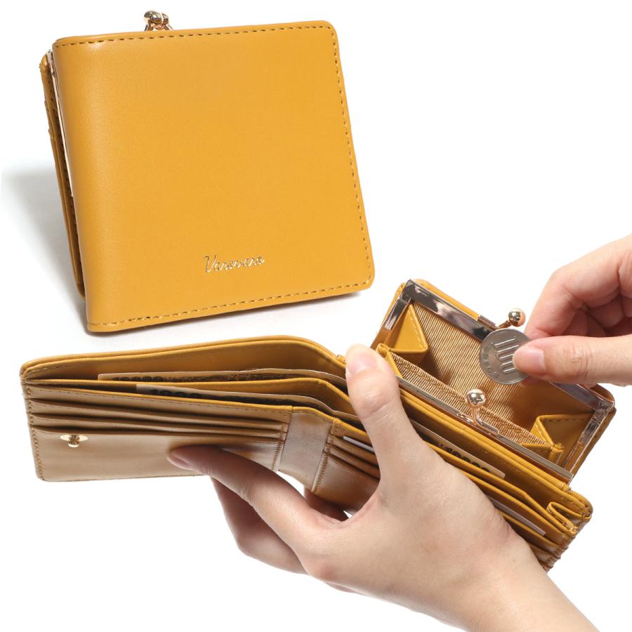 大人気新作 がま口財布 レディース 二つ折り財布 使いやすい お札2か所 小銭入れ 中仕切りあり 大容量 コンパクト カードケース 小さめ 仕切り 2つ  ミニ財布 時短