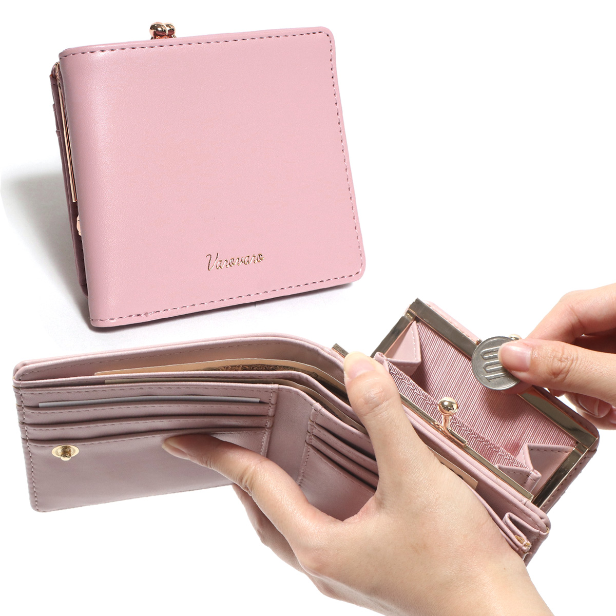 日本最大のブランド ミニ財布 レディース がま口 二つ折り グリーン 大容量 コンパクト