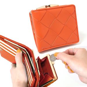 がま口財布 レディース 二つ折り財布 使いやすい お札2か所 小銭入れ 中仕切りあり 大容量 コンパ...