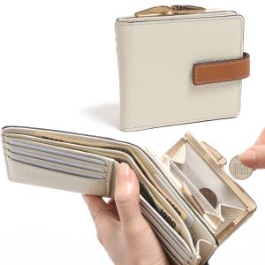 二つ折り財布 レディース ウォレット がま口 大容量 おしゃれ 時短 使いやすい ベルト 札入れ 小...