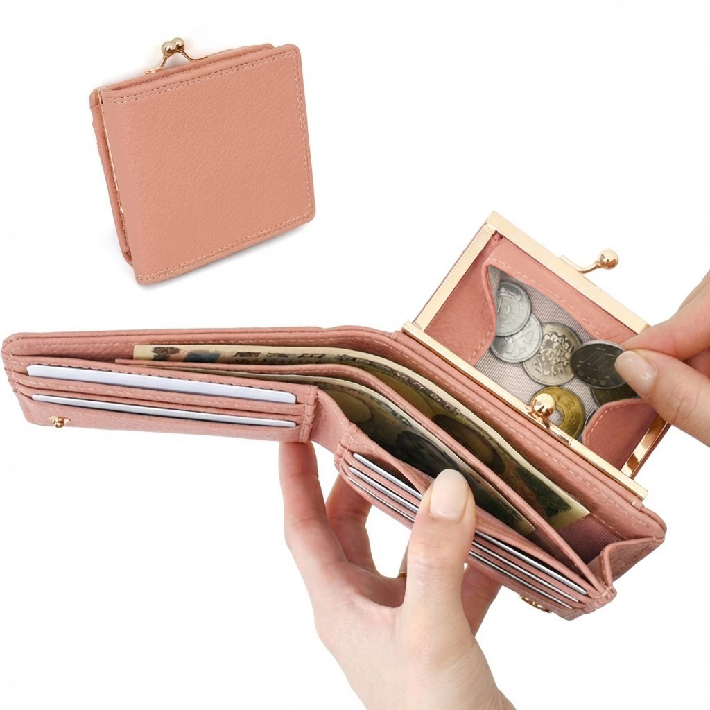 REAL STYLE がま口財布 二つ折り レディース 使いやすい お札2か所 中