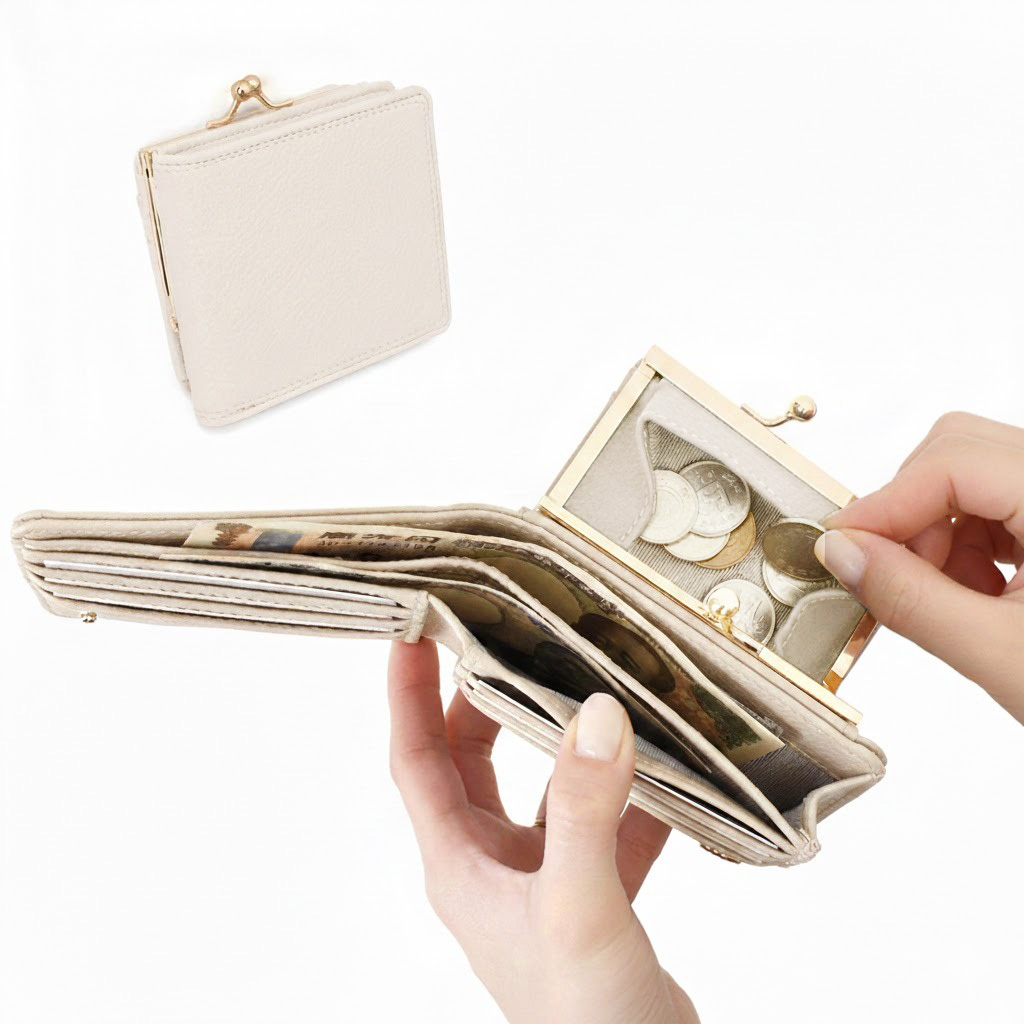 REAL STYLE がま口財布 二つ折り レディース 使いやすい お札2か所 中