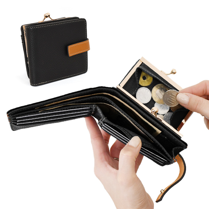 REAL STYLE がま口財布 二つ折り レディース 使いやすい お札2か所 中
