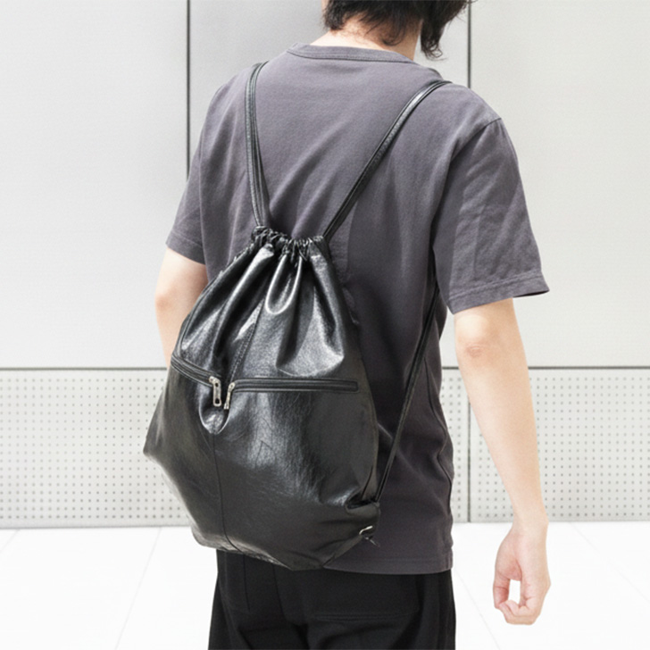 オトナのナップサック／black leather Jouet（ジョエット） ナップサック おしゃれ 大きめ ナップザック