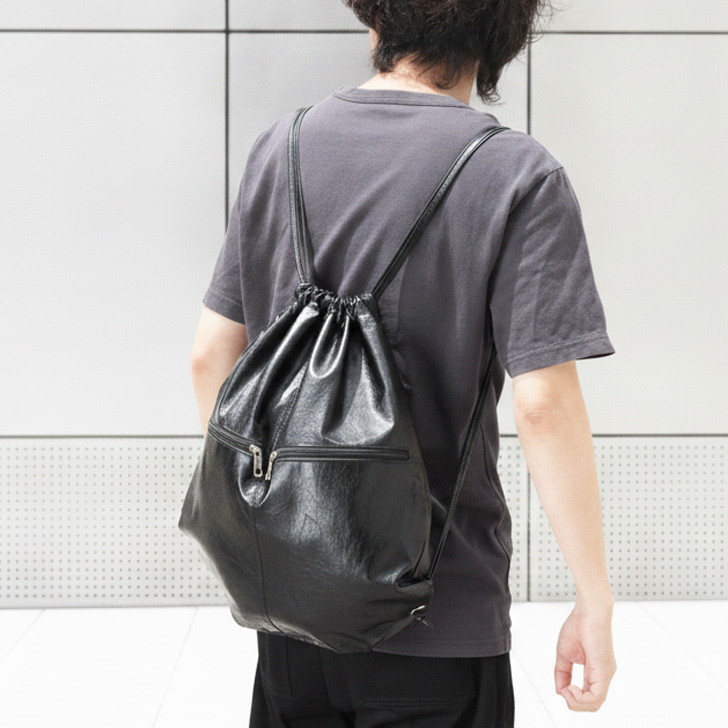 オトナのナップサック／black leather Jouet（ジョエット） ナップサック おしゃれ 大きめ ナップザック