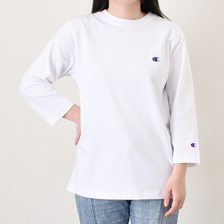 Champion / 7分袖カットソー/L/コットン/BEG/無地 Champion（チャンピオン） Champion Tシャツ メンズ レディース 7分袖