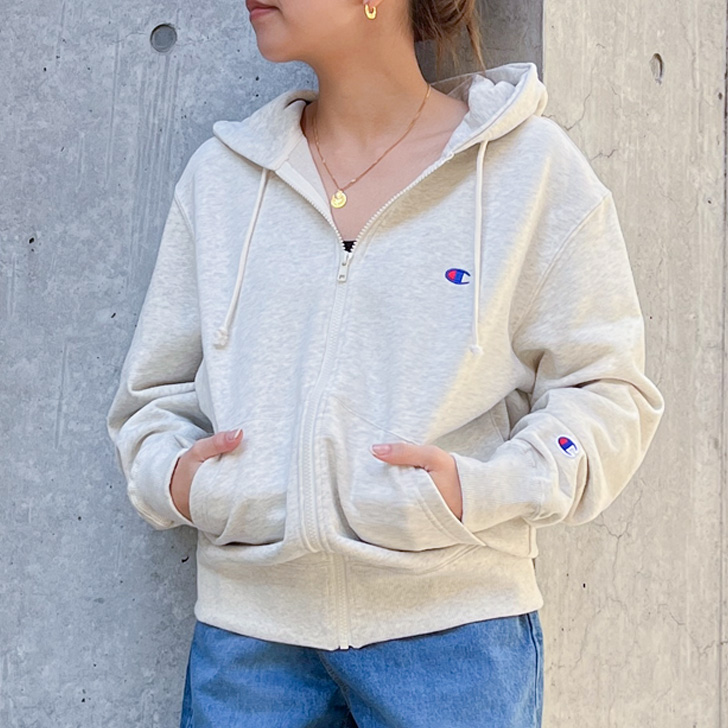 Champion グレー ジップアップパーカー 新品タグ付き　XL 新品未使用 Champion/チャンピオン】レディース ベーシック ジップ
