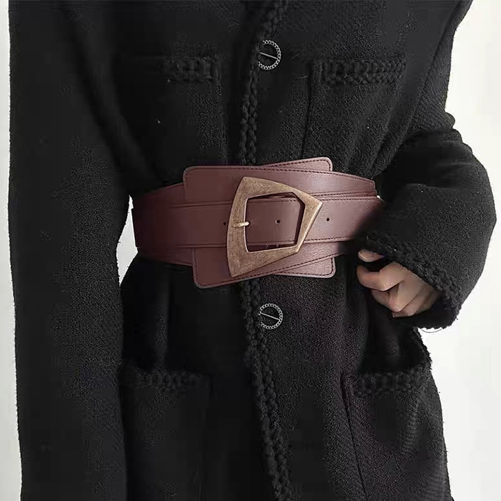 REAL STYLE サッシュベルト レディース ゴム 太い フェイクレザー 太