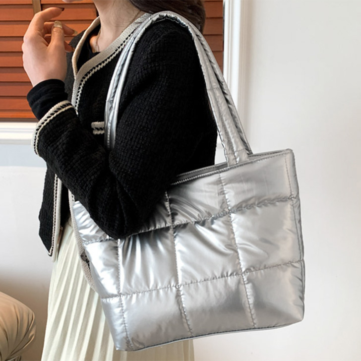 REAL STYLE トートバッグ レディース パフバッグ メタリックカラー