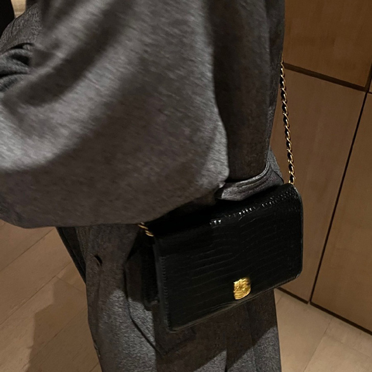 BERMA ベルマ クロコダイル レザー ミニ ショルダー バッグ ポーチ 黒 クロコダイル ウォレットバッグ お財布 ポシェット 2way
