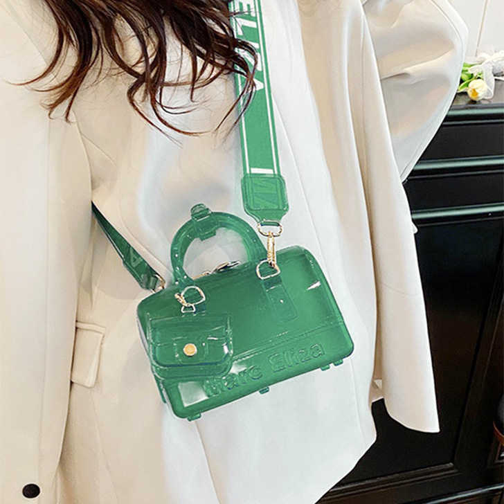 jelly bag 透明バッグ　ゼリーバッグ グリーン REAL STYLE ジェリーバッグ クリアバッグ 透明 ショルダーバッグ 半