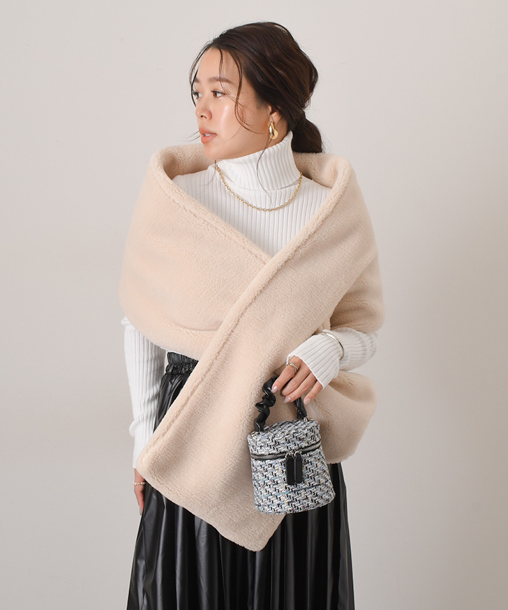 ショール 大判 フェイクファー ティペット マフラー ストール 冬 厚手 