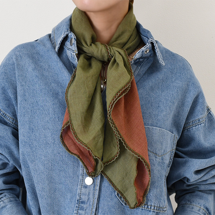 REAL STYLE ストール スカーフ バンダナ 綿100％ 大判 レディース 秋