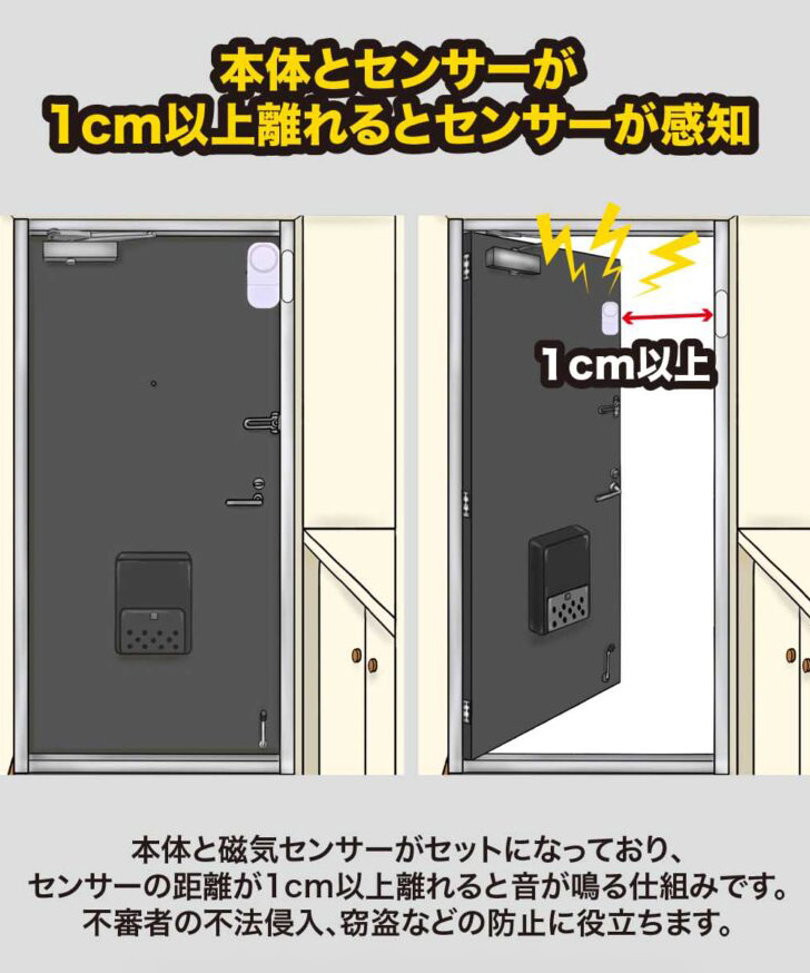 防犯アラーム 窓用 ドア用 ワンボ ブザー センサー 大音量 防犯