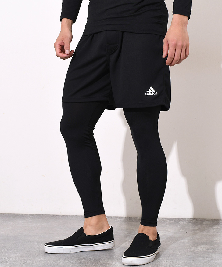 adidas アディダス タイツ スパッツ メンズ 夏用 スポーツ レギンス 大きいサイズ ももひき グンゼ GUNZE 薄手 前閉じ 前とじ  インナー ブランド ラッシュガード :gnzapr401b:セレクトショップ REAL STYLE 通販 