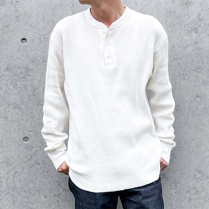 新作 ヘルスニット Healthknit Tシャツ 長袖 メンズ ロングスリーブ トップス ヘンリーネック 52016 肉厚 コットン ワッフル Healthknit（ヘルスニット） Healthknit Tシャツ 綿100％ 長袖 メンズ
