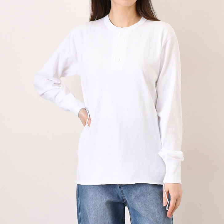 ロンハーマン ヘルスニット ヘンリーネック長袖カットソー Healthknit（ヘルスニット） Healthknit Tシャツ 綿100％ 長袖 メンズ