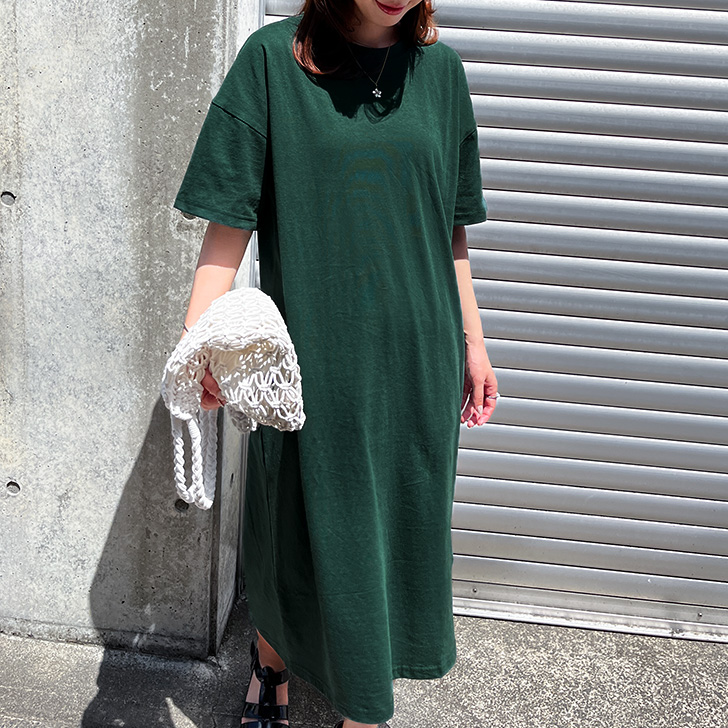 REAL STYLE ワンピース 夏 半袖 ロング 綿100％ レディース 涼しい 