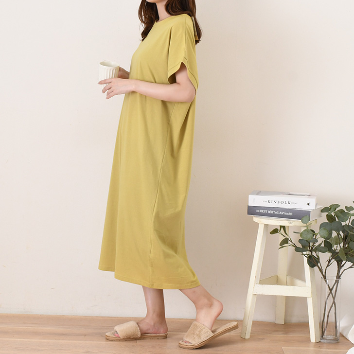 REAL STYLE ワンピース 夏 半袖 ロング 綿100％ レディース フレンチ