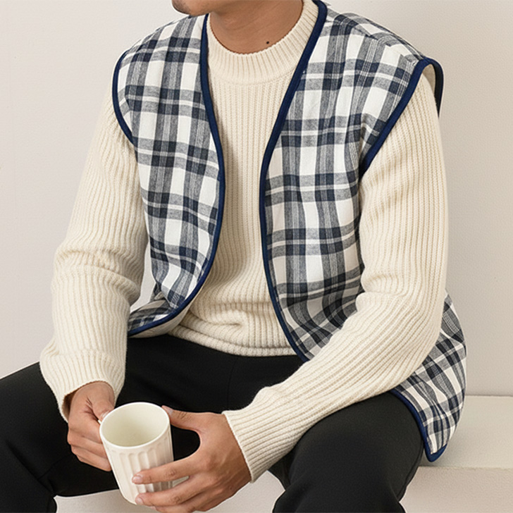 REAL STYLE はんてん 袖なし ベスト メンズ 秋冬 秋 冬 前開き 裏起毛 