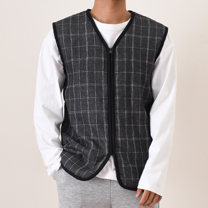 REAL STYLE はんてん 袖なし ベスト メンズ 秋冬 秋 冬 前開き 裏起毛 