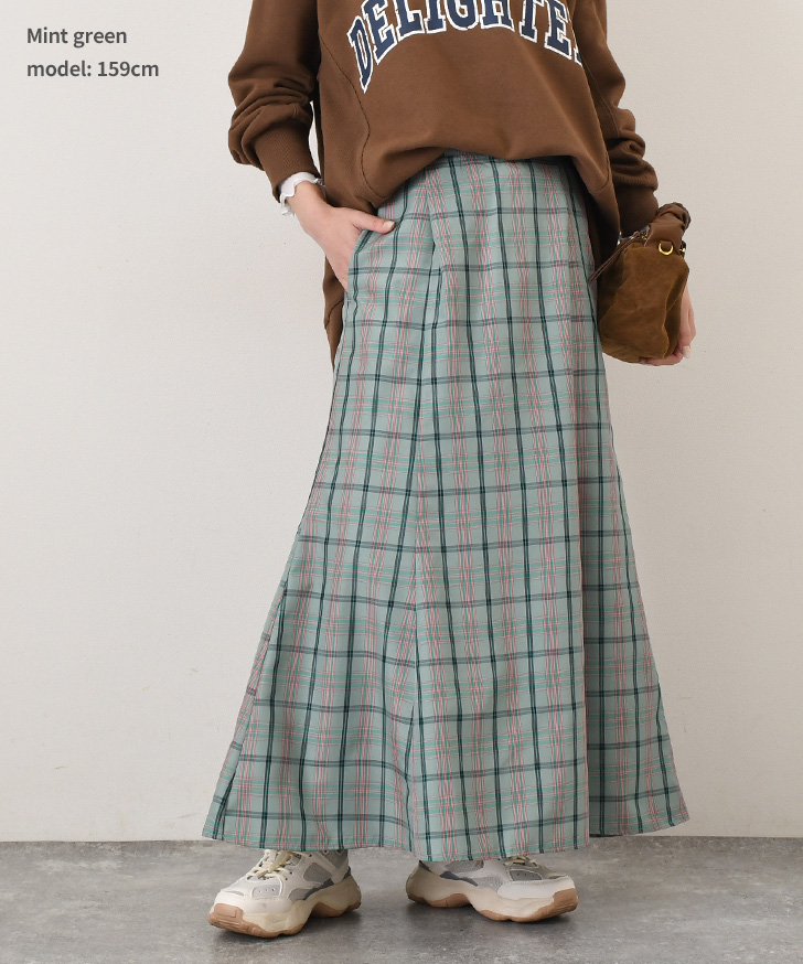 REAL STYLE マーメイドスカート ロング フレア Aライン チェック柄 秋