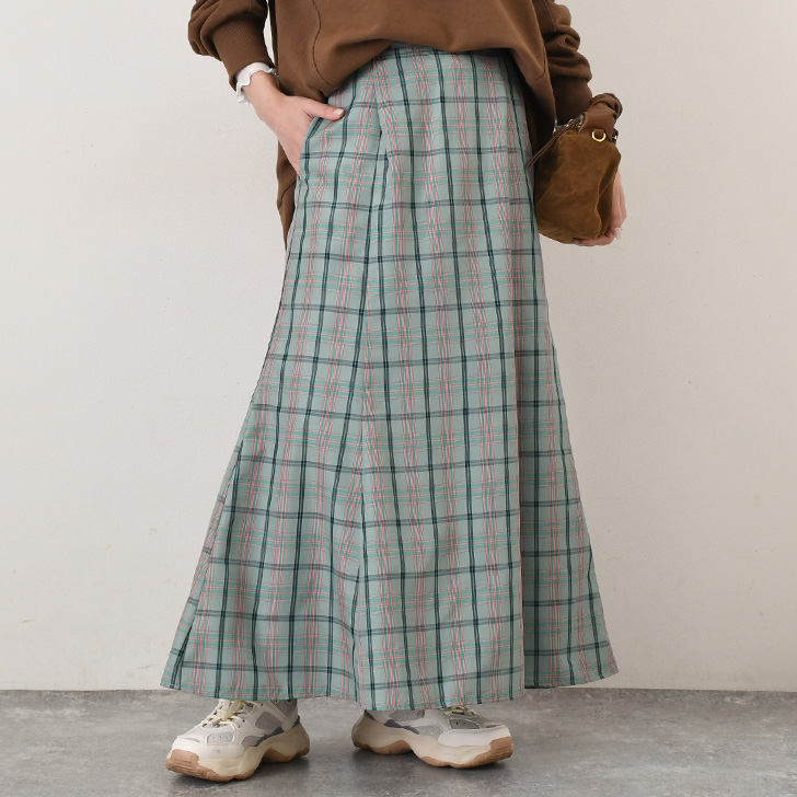 REAL STYLE マーメイドスカート ロング フレア Aライン チェック柄 秋