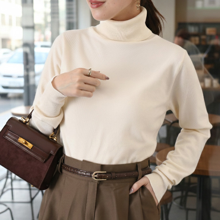 REAL STYLE ニット レディース タートルネック 薄手 長袖 秋 冬 春 首
