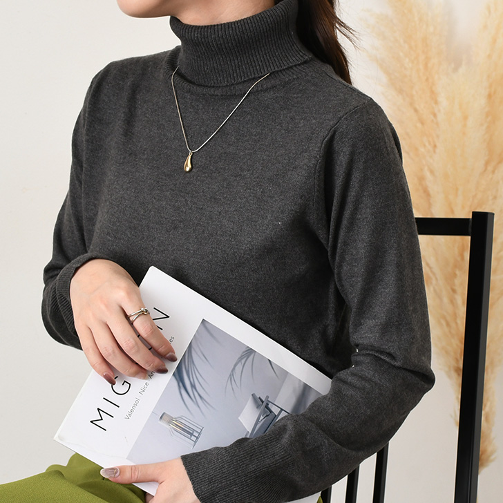 REAL STYLE ニット レディース タートルネック 薄手 長袖 秋 冬 春 首