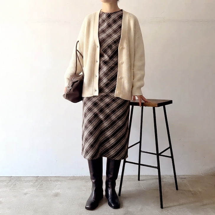 REAL STYLE ワンピース レディース ロング チェック柄 アメリカン