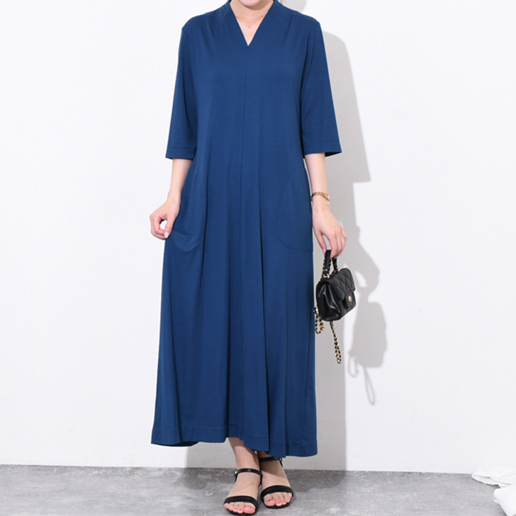 国内発送♪【HOBBS】高級感ロイヤルブルー◇Vネックワンピース Vネックシフォン花柄ワンピース・全2色 | レディース