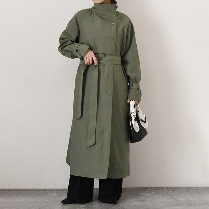 REAL STYLE コート レディース 春 薄手 ロング アウター スタンド