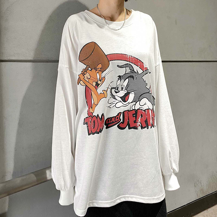 (トムとジェリー) Tom and Jerry オフィシャル商品 レディース Angry Mouse トレーナー 長袖 トップス BI1954 (ヘザーグ プリントクルーネックトレーナー(トムとジェリー) (105 オフ