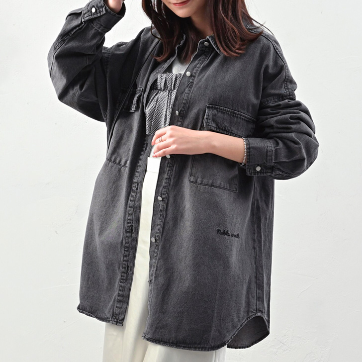 大きいサイズ レディース 秋　冬 デニムジャケット　ブラック　新品 長袖　春 REAL STYLE（ファッション） デニムジャケット レディース 長め