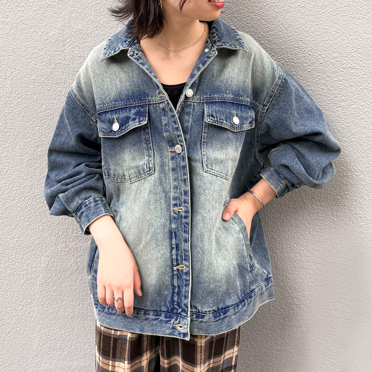 REAL STYLE デニムジャケット レディース 長め 春 秋 カジュアル