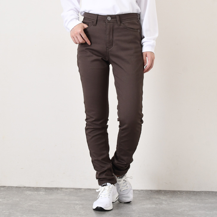 REAL STYLE スキニーパンツ レディース 裏起毛 黒 仕事用 介護用