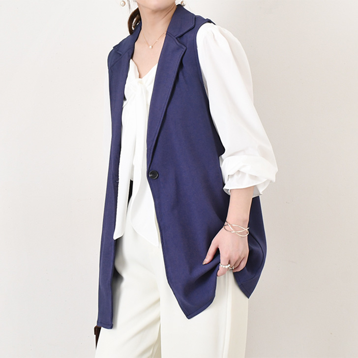 REAL STYLE ベスト ジレ レディース 春夏 秋冬 丈長 テーラード ロング