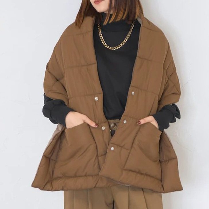 REAL STYLE ストール レディース ジレ ベスト 大判 厚手 秋冬 ボタン