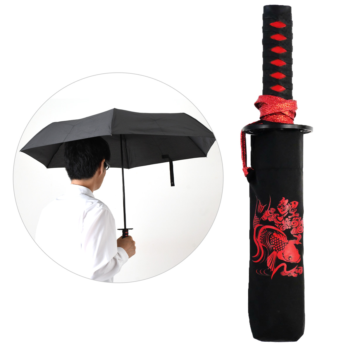 REAL STYLE 折りたたみ傘 折り畳み傘 雨傘 日本刀風 umbrella 侍