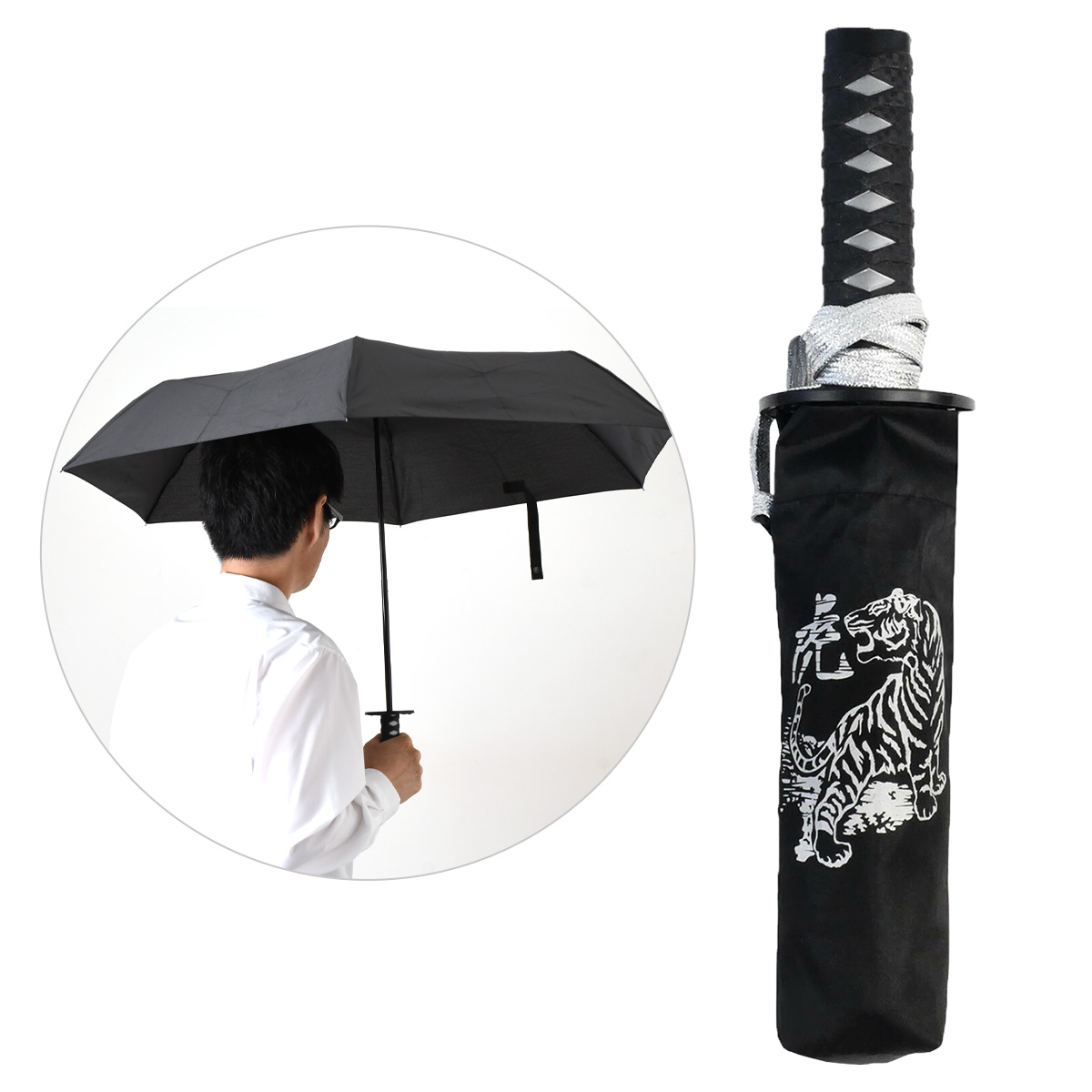 REAL STYLE 折りたたみ傘 折り畳み傘 雨傘 日本刀風 umbrella 侍