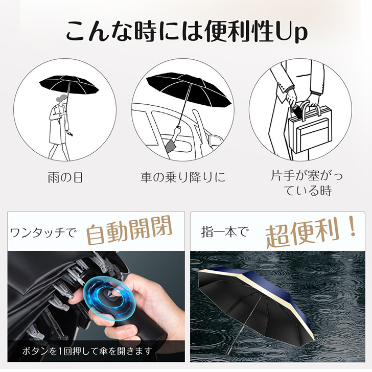 大人気新品 レディース 折りたたみ傘 晴雨兼用 日傘 メンズ 丈夫 自動開閉 服&ファッション小物